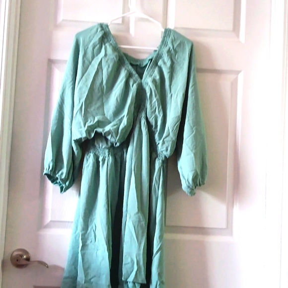 Acelitt Womens Spring Long Sleeve Green V-Neck Dress Size XL - Picture 3 of 6
